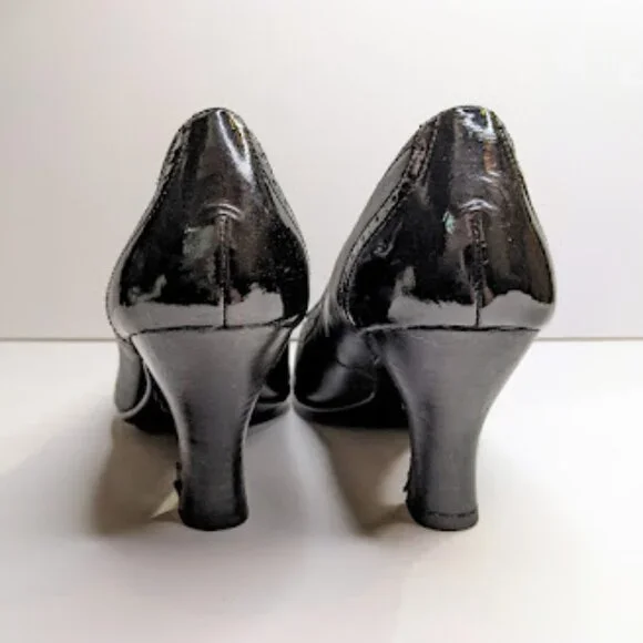 Sofft Heels Womens 7.5 Black Patent Leather Oxford Brogue Professional Pumps - Picture 3 of 7